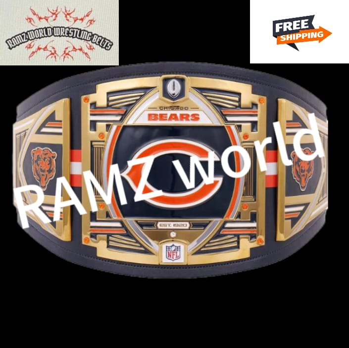 Chicago Bears World Wrestling Entertainment Legacy Title Replica Belt 2mm Or 4mm Brass