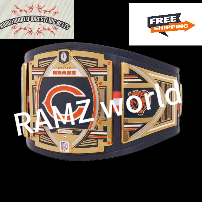 Chicago Bears World Wrestling Entertainment Legacy Title Replica Belt 2mm Or 4mm Brass