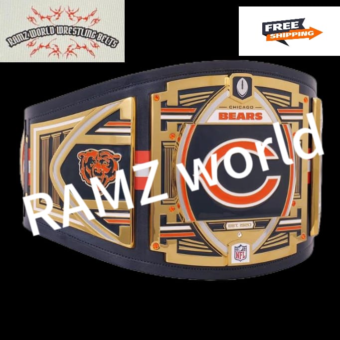 Chicago Bears World Wrestling Entertainment Legacy Title Replica Belt 2mm Or 4mm Brass