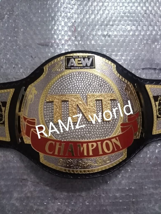 NEW AEW TNT WRESTLING CHAMPIONSHIP BLACK LEATHER REPLICA BELT 2MM OR 4MM BRASS