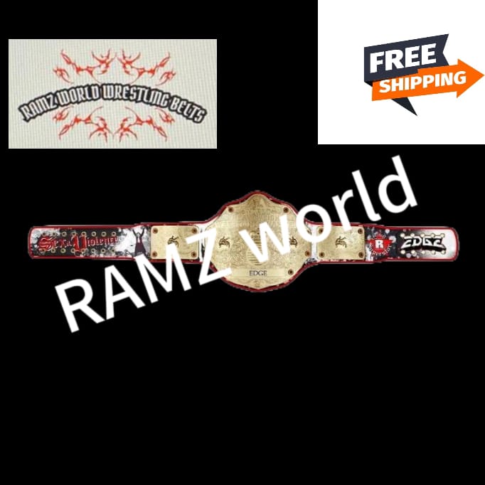 Custom Edge R Rated Big Gold Championship Wrestling Replica Belt  2mm Or 4mm Brass