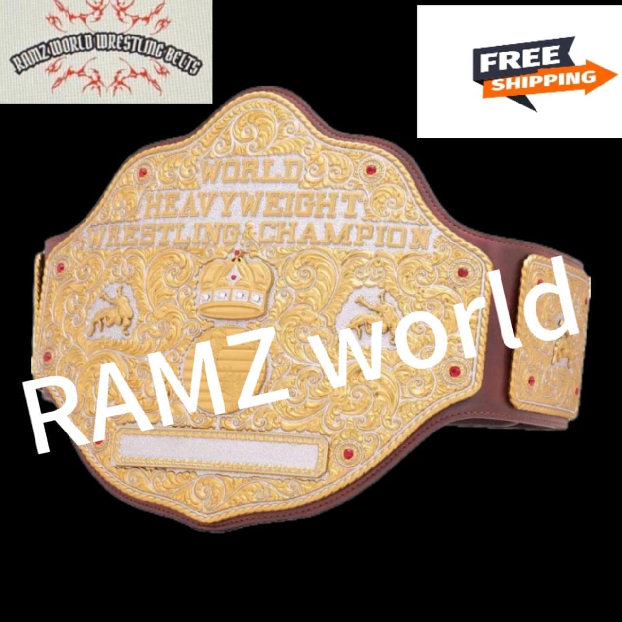 BIG GOLD World Heavyweight Championship Replica Tittle Belt 2mm Or 4mm Brass